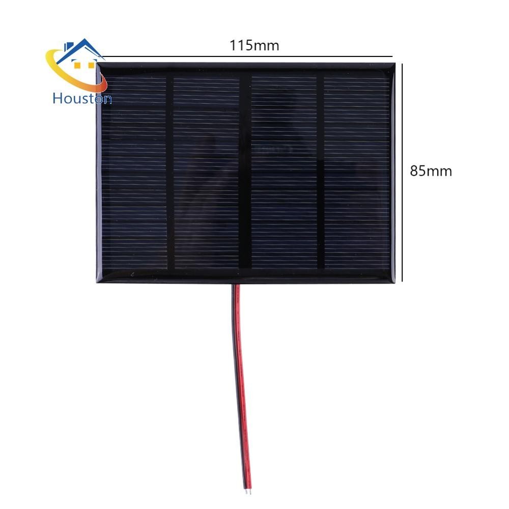 Bảng điều khiển năng lượng mặt trời Mini 3W 12V có cáp Bảng điều khiển năng lượng mặt trời di động DIY Polysilicon Solar Epoxy Cell Sạc cho pin 9-12V / Điện thoại di động [houston.vn]