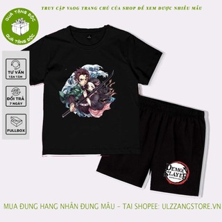 Hot bộ quần áo trẻ em kimetsu no yaiba cotton xịn 4 chiều quần xẻ túi từ 14kg đến 32kg 4 màu\