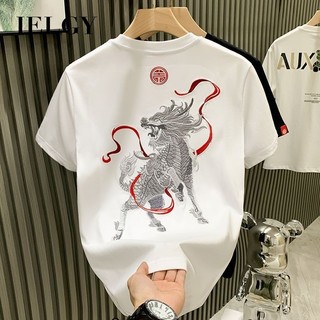 Áo thun ngắn tay in hình IELGY Kirin Áo thun nam dáng rộng mùa hè