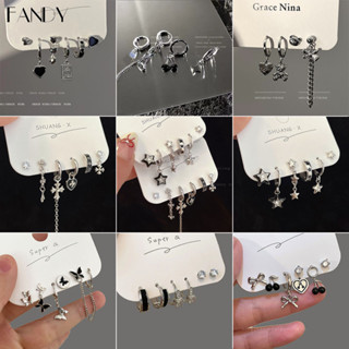 Thanh Lịch Ngôi Sao Trái Tim Bông Tai Bạc Cho Nữ Xuyên Pha Lê Zircon Vòng Bông Tai Bộ Phụ Kiện Trang Sức