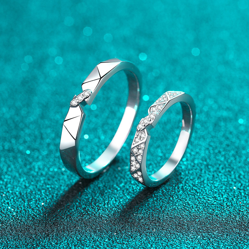 Nhẫn đôi bạc 925 Moissanite Nhẫn đơn giản