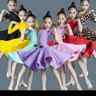 2024 mới trẻ em đầm thi khiêu vũ latin bé gái leotards thi đấu váy khiêu vũ latin mặc trình diễn