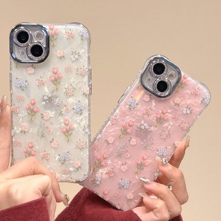 Chống Rơi Vỏ Đẹp Lấp Lánh Tulip Kim Cương Ống Kính Bảo Vệ Ốp Lưng Điện Thoại Cho IPhone 11 12 13 14 15 Pro Max Plus 14 + 15 + 15prm 14prm Ốp Lưng Quà Tặng Người Phụ Nữ