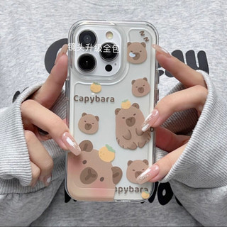 Thích hợp cho iPhone 12, 13, 11, promax, 14, 15, plus, nhãn dán đầu to và đầu nhỏ Capibala dễ thương 7 / 8, plus X / xsmax X, ốp điện thoại trong suốt có khả năng hấp thụ sốc và chống rơi