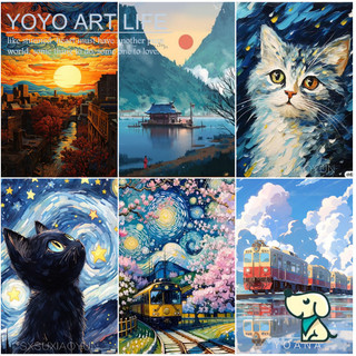 Sơn dầu YoYo DIY theo số mèo 40x50cm tranh noframe theo số t ID001 BP31