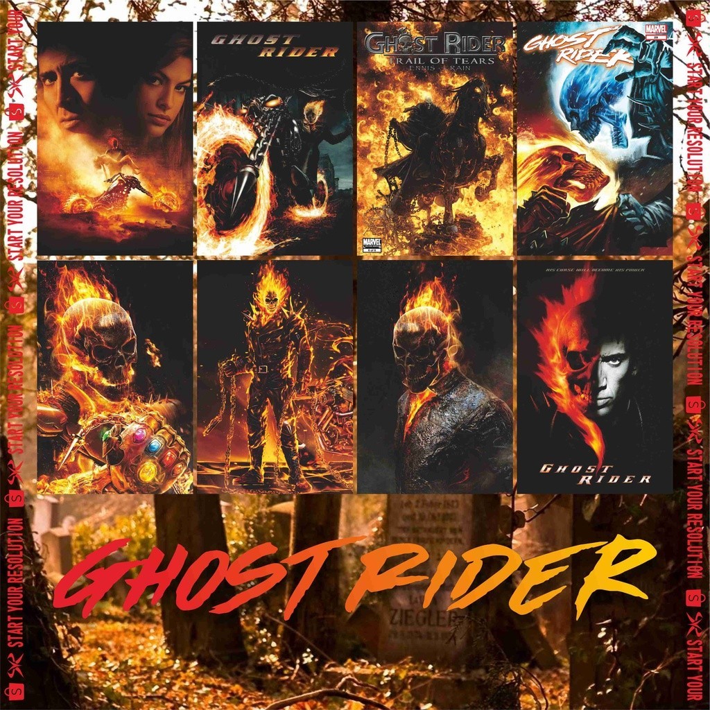 Poster Film Marvel Ghost Rider / Poster Decal dán tường, trang trí, nhiều kích thước, có keo dán