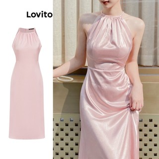 Đầm Lovito xếp nếp màu trơn thường ngày cho nữ L67AD083 (Màu hồng)