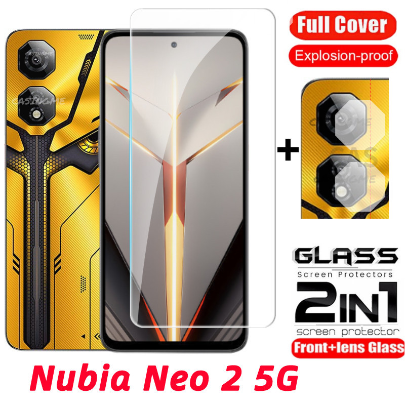 Nubia Neo 2 5G Phim Bảo Vệ Màn Hình 2 Trong 1 Full Cover Kính Cường Lực Cho ZTE Nubia Neo 2 Neo2 Nib