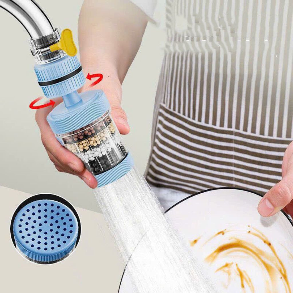 Đầu vòi lọc nước trực tiếp 6 lớp Carbon xoay 360° tiện dụng 3x12cm