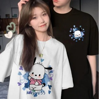 Hoạt Hình Papa Dog In Hình Dễ Thương Cặp Đôi Áo Thun Nữ Tay Ngắn Rời Cổ Tròn Đa Năng Hàng Đầu Instagram Thời Trang