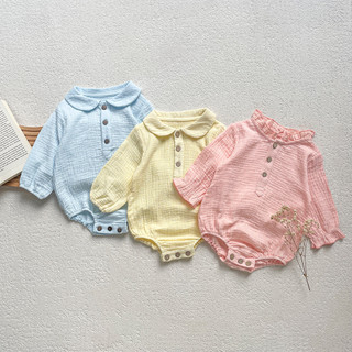 2024 Cho Bé Jumpsuit ins Phiên Bản Hàn Quốc Bé Gái Bé Dài Tay Bé Onesie Mùa Xuân Thu Gạc Cotton Sơ Sinh Dễ Thương Áo Liền Quần