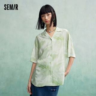 Semir Áo sơ mi nữ ngắn tay cổ vừa dài mùa hè 2023 phong cách mới in họa tiết đầy đủ