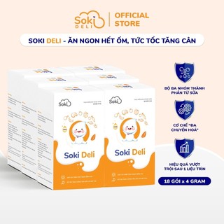 Combo 6 Hộp Bột Hòa Tan SOKI DELI Cải Thiện Tình Trạng Biếng Ăn Tăng Cường Tiêu Hóa Hấp Thu Cho Trẻ - 6 hộp (hộp 18 gói)