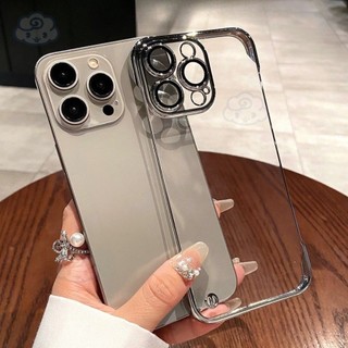Ốp Điện Thoại PC Mỏng Trong Suốt Mạ Điện Chống Sốc Bảo Vệ Ống Kính Máy Ảnh Cho iPhone 11 12 13 14 15 Pro Max Plus X XR Xs Max
