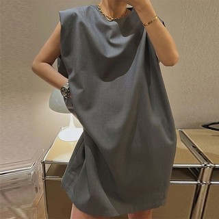 F & X Váy Ngắn Kích Thước Cực Lớn 150kg Mỡ MM Che Thịt Ôm Hơn Nhìn Cao Cấp Màu Xám Không Tay Thiết Kế Đầm Niche Vest Váy Phong Cách Ba Lê