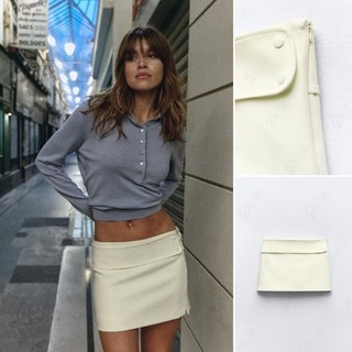   24 Mùa Xuân Mùa Hè Phong Cách Mới Viền Bên Cắt Thắt Lưng Và Khóa Chụp Trang Trí Váy Mini Cổ Thấp2862739