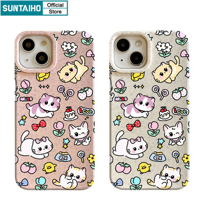 Suntaiho Ngộ nghĩnh Dễ Thương Vỏ Điện Thoại Họa Tiết Mèo Hoạt Hình Cho Iphone 15 14 12 13 11 Pro Max IP 7 8 Plus Iphon X Xs XR Xs Max Silicone Mềm Cao Cấp Chống Sốc Ốp Lưng
