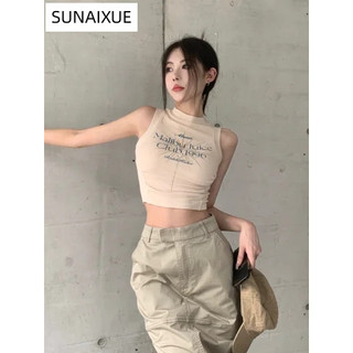 SUNAIXUE áo phông áo thun nữ croptop baby tee phổ biến Casual Fashion INS WTX246010O 25Z240617