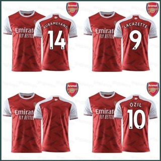 Mới nhất 2020-2021 Arsenal Sân nhà Áo bóng đá Lacazette Ozil Aubameyang Áo thun thể thao Áo bóng đá Unisex Plus Kích thước