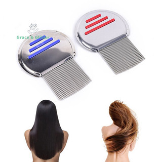 1x Lược chải tóc Chấy trứng bụi nit loại bỏ miễn phí bằng thép không gỉ Chấy chải tóc Lược chải Nit Free Loại bỏ răng mịn Thép không gỉ Thiết thực tóc