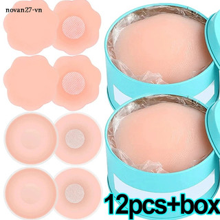 Bộ 12 Miếng Dán Ngực Silicone Không Dây Chống Nấm Mốc Có Thể Tái Sử Dụng