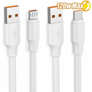 Cáp dữ liệu micro usb type c dày 120w 6a - dây dữ liệu silicon lỏng - sạc siêu nhanh - dây android đa năng - cáp micro usb type-c - dây sạc nhanh