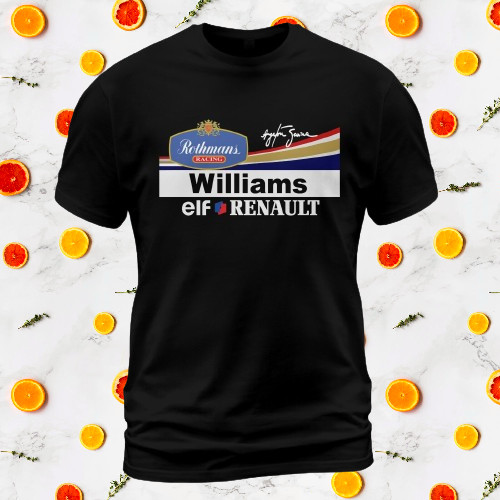 Phong Cách Mới Ayrton Senna Williams Renault Logo Áo Thun Nam Cool Tee