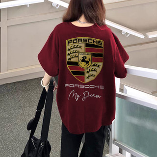 SALUTE form rộng Áo phông nữ Đỏ mận mùa hè cổ tròn áo thun in hình outerity 100% cotton local brand Y1475