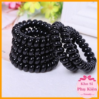 Dây buộc tóc lò xo màu đen, dây cột tóc đen trơn lò xo xoắn, chun buộc tóc, phụ kiện tóc E2001
