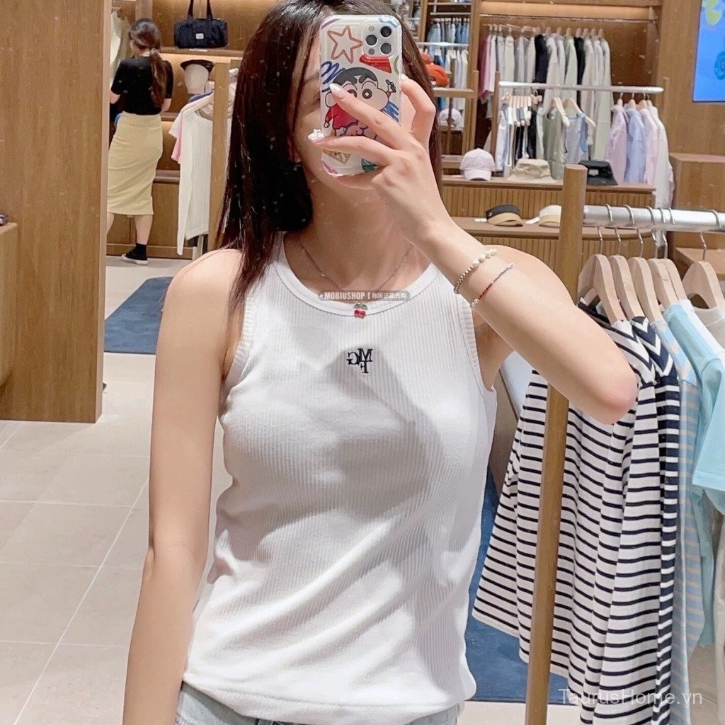 Xu hướng Hàn Quốc mùa xuân 24 MARITHE FRANCOIS GIRBAUD áo camisole cổ tròn nhãn nhỏ năm màu