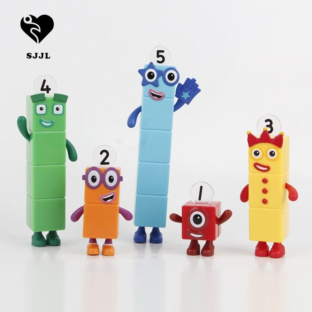 Sjjl 5 Cái / bộ Numberblocks Nhân Vật Hành Động, Người Vuông Nhỏ 1-5 Số Trò Chơi Gạch Đồ Chơi, Đồ Ch