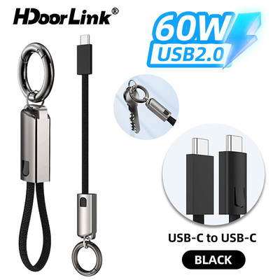 Cáp Dữ Liệu Móc Khóa HdoorLink 2in1 60W / 30W Sạc Nhanh USB C Sang Loại C / lOS Dây Di Động Cáp Sạc Nhanh