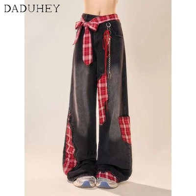 DaDuHey New American Style Ins High Street Hip Hop Jeans Niche High Waist Loose Wide Leg Pants plus Size Trousers
