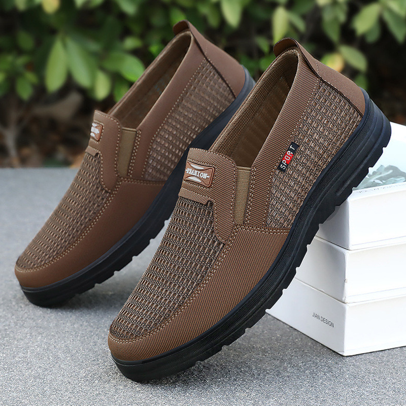 🇻🇳 Giày Thuyền Nam Vải Cổ Thấp Thiết Kế Một Chạm Đế Mềm Dệt Lưới Thoáng Khí Hàng Có Sẵn