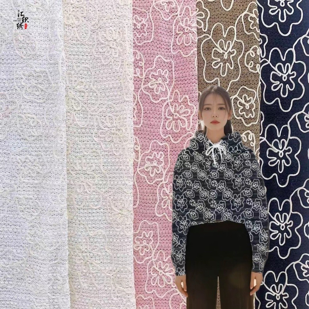 Ruy băng cotton thêu ba chiều mới cho mùa thu đông, vải thêu DIY cho túi xách và váy, vải gân