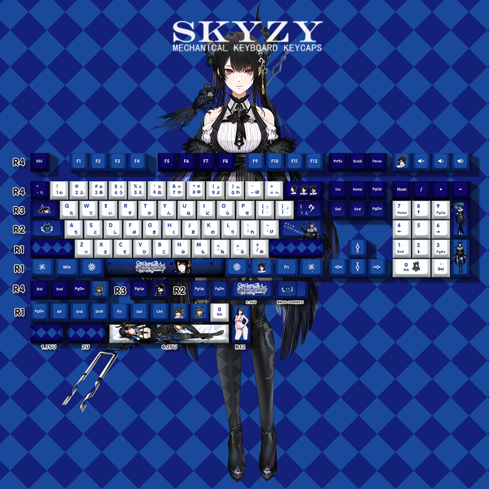 Nerissa Ravencroft Keycaps Cherry Profile VTuber Hololive Nerizzler PBT Dye Sub Keycap