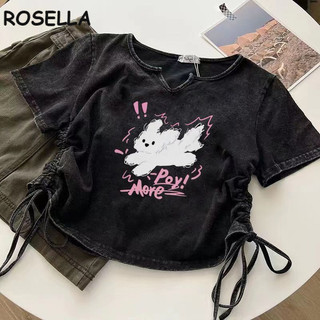 Rosella áo phông áo thun nữ croptop baby tee Minimalist hàn quốc Comfortable Cute WTX2440M3K Z240412
