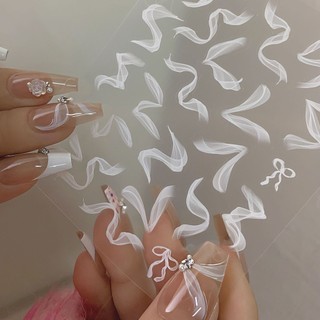 Silk Smoke Streamer Làm Móng Tay Miếng Dán Nhẹ Nhàng Ballet Móng Tay Dính Đeo Móng Tay