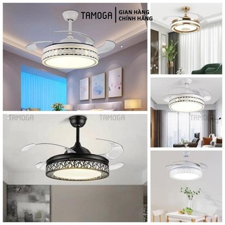 Quạt trần đèn, quạt trần đèn giấu cánh trang trí phòng khách TAMOGA 9856 Động cơ 6 số + Tặng kèm điều khiển