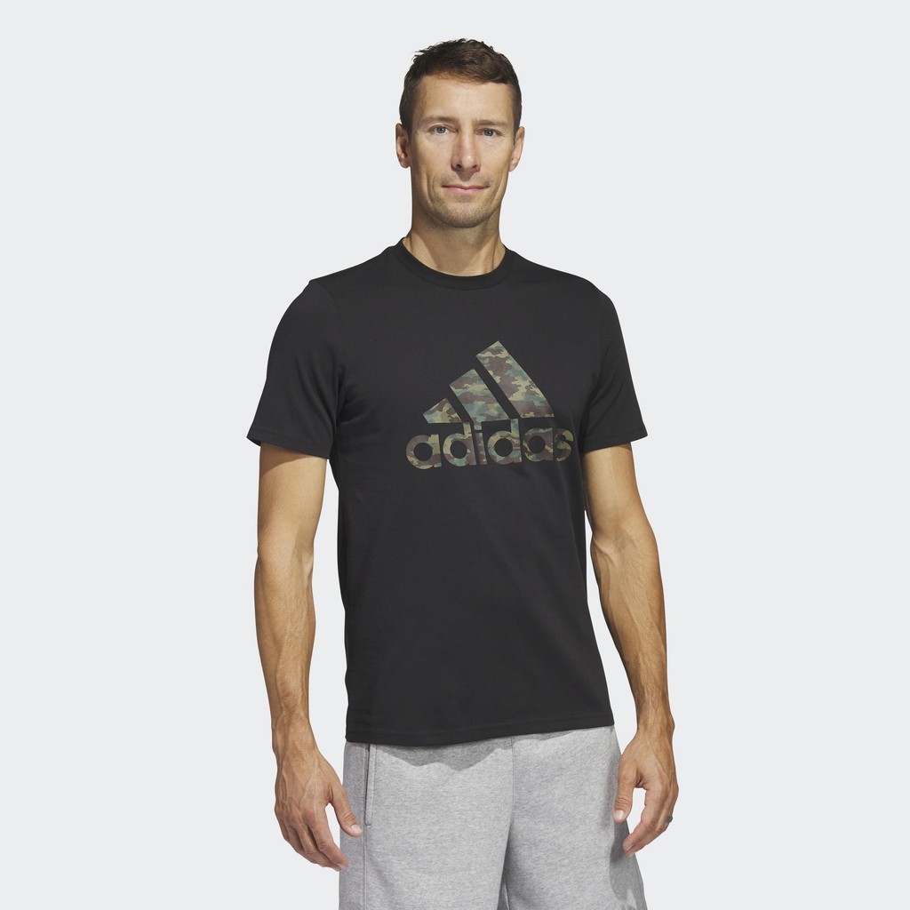 adidas Phong cách sống Áo Thun Ngắn Tay Rằn Ri Nam Đen HS3215