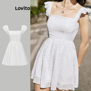 Đầm Lovito xếp nếp màu trơn phong cách thường ngày cho nữ L85AD273