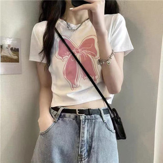 Áo thun ngắn tay nơ ngọt ngào mùa hè thời trang phong cách mới dành cho nữ