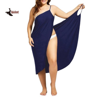 QUIXLENT Plus Kích Thước Bãi Biển Mùa Hè Gợi Cảm Nữ Màu Trơn Quấn Đầm Bikini Che