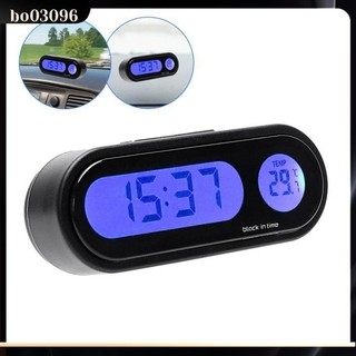 Bo xe mini đồng hồ điện tử đồng hồ thời gian tự động bảng điều khiển đồng hồ dạ quang nhiệt kế đen hiển thị kỹ thuật số phụ kiện xe hơi