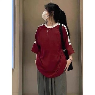 Áo thun trơn phối 2 sọc thể thao