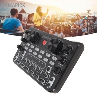 Mokapick Thẻ âm thanh trực tiếp với nhiều hiệu ứng Bảng trộn giảm tiếng ồn Bluetooth cho phát sóng karaoke trên điện thoại di động