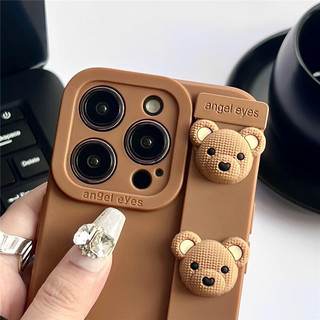 Ốp lưng IPhone hợp thời trang IPhone 7 Plus 8 Plus IPhone 11 Pro MAX IPhone 12 Pro MAX IPhone 12 13 14 15Pro MAX IPhone 14 15Pro IPhoneX XR XS MAX Vỏ dây đeo cổ tay đầu gấu hoạt hình