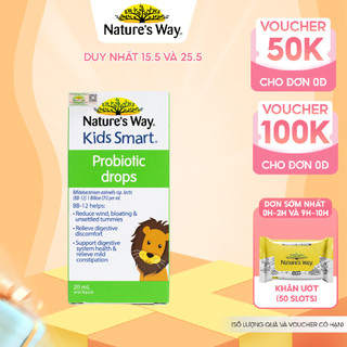 Men Vi Sinh Cho Bé Nature's Way Kids Smart Drops Probiotic Dạng Giọt Bổ Sung Lợi Khuẩn Tăng Cường Hệ Tiêu HóaCho Bé 20ml
