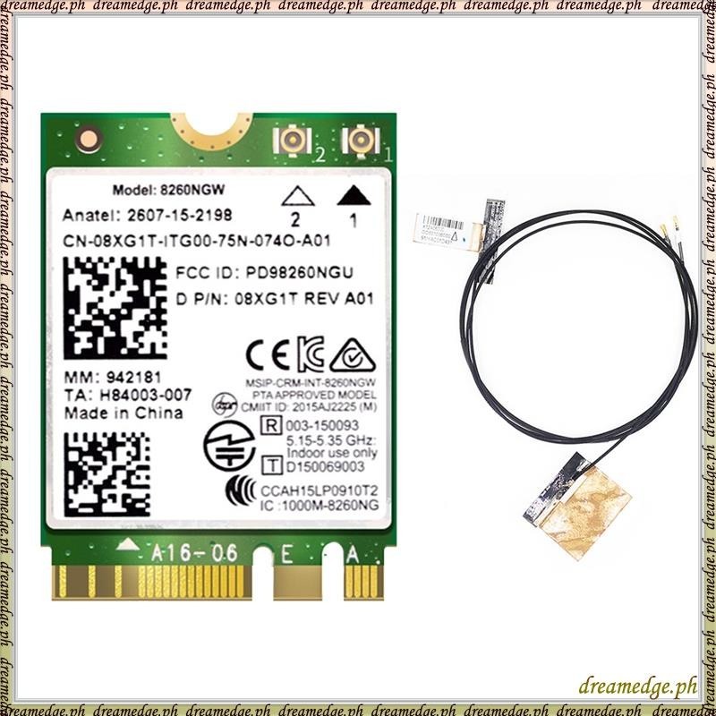[S D K G] 8260 8260NGW Thẻ WiFi + 2XAntenna Bluetooth 4.2 NGFF M.2 Mô-đun thẻ không dây WiFi cho AC 