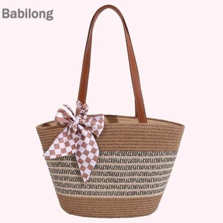  Túi xách nữ móc đi biển có nơ Retro Túi xách ống hút Túi xách nữ mùa hè hàng ngày
